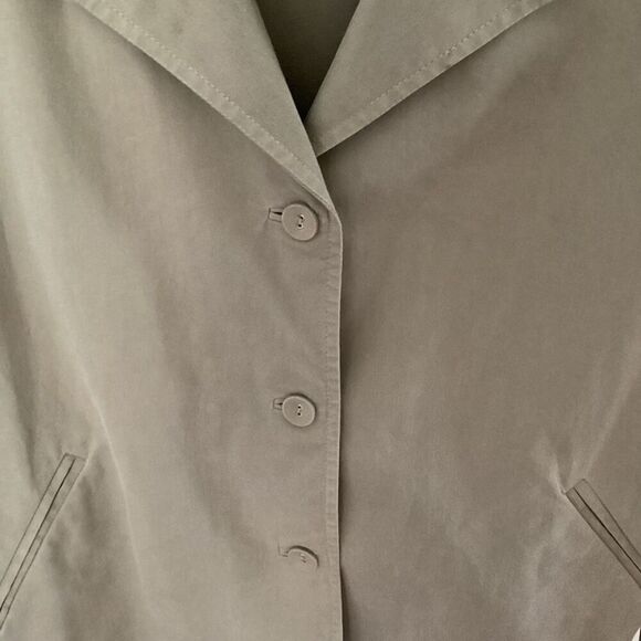 Eileen Fisher Womens Khaki Jacket Sz L 3 Button Stretch Lightweight - Picture 2 of 10